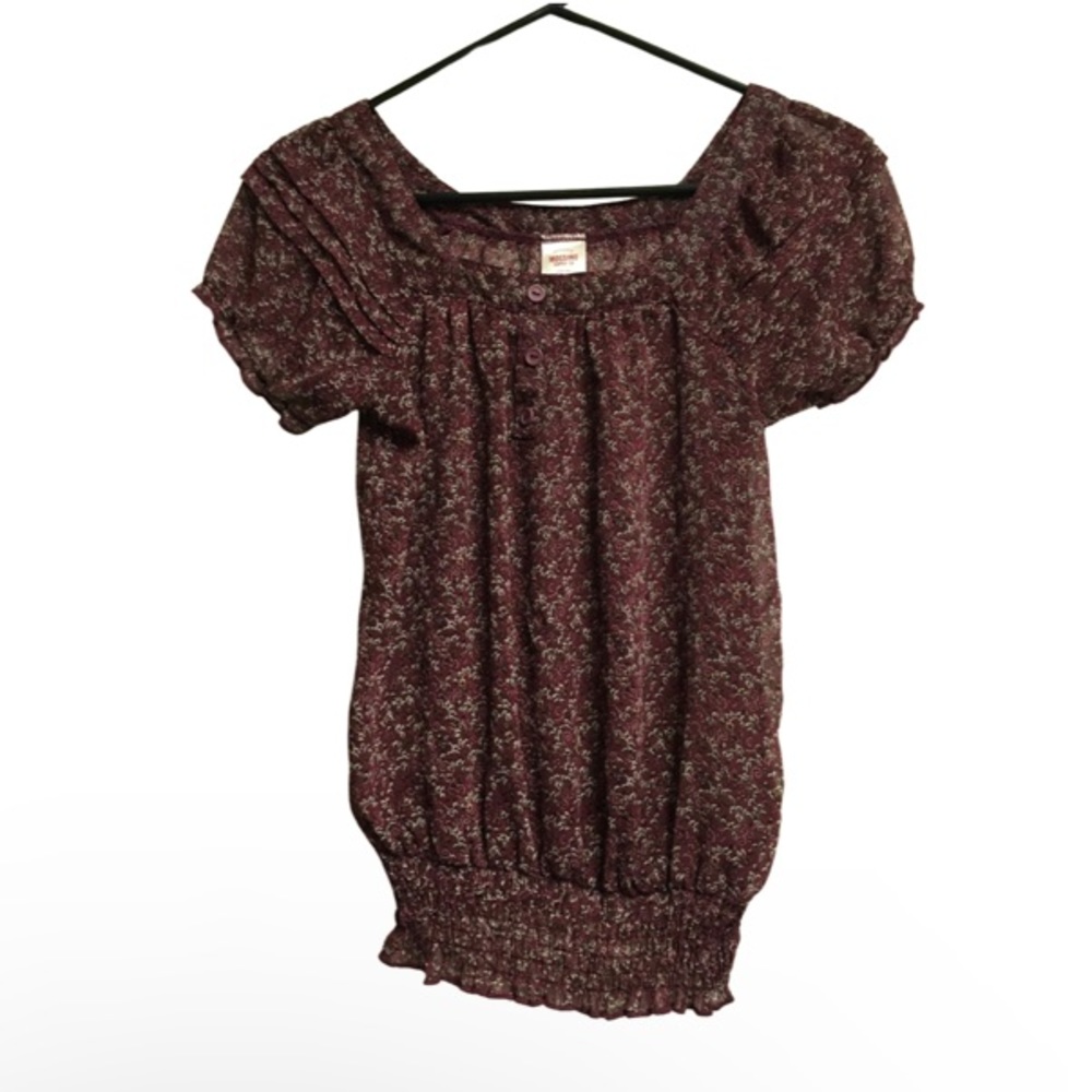 Small Mossimo red shirt with flowery pattern